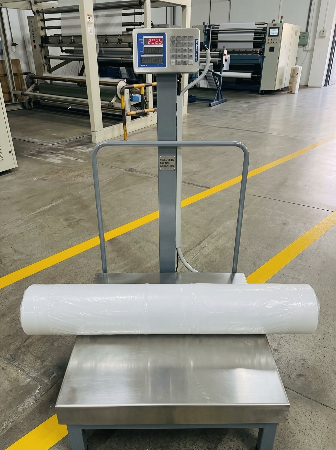 Wrapped roll on a scale